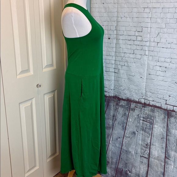 Tibi Sleeveless T-Shirt Dress 2 Green Casual Cotton Racerback Asymmetrical Prep - Picture 10 of 16